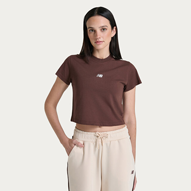 Женская футболка New Balance WNT3626 Kahverengi на каждый день