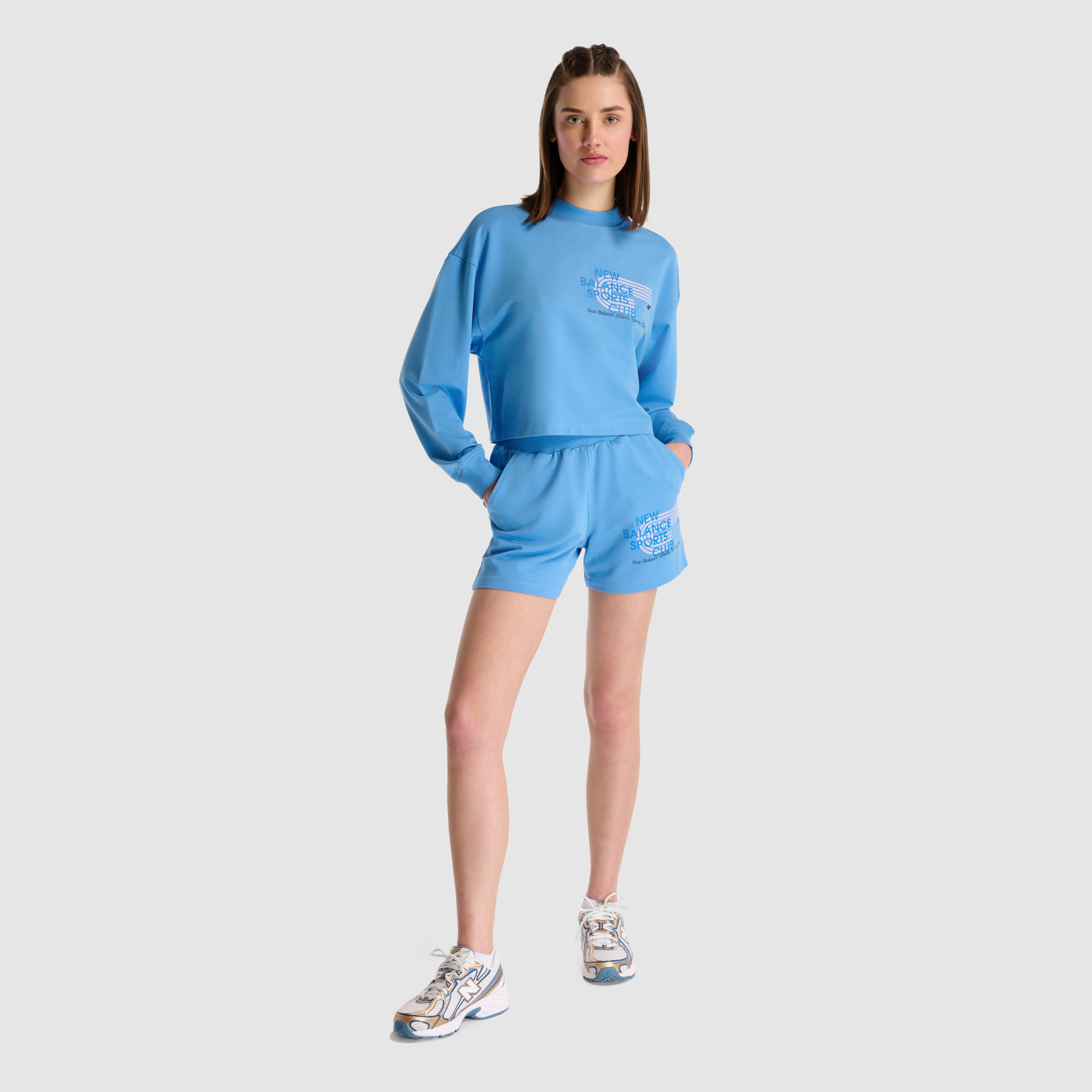 New Balance WNC1502 Mavi Kadın Sweatshirt görsel 6