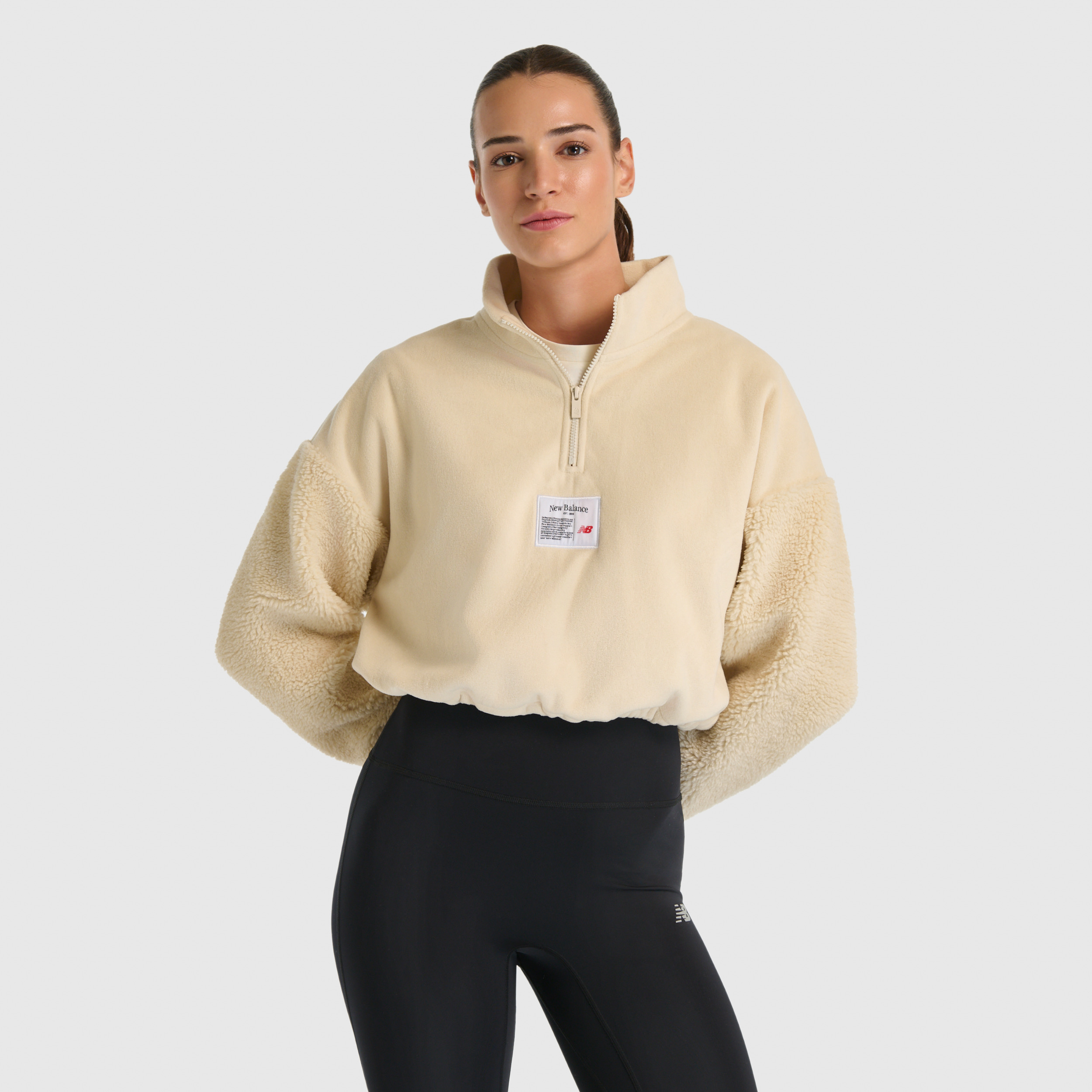 New Balance WNC3512 Bej Kadın Sweatshirt görsel 4