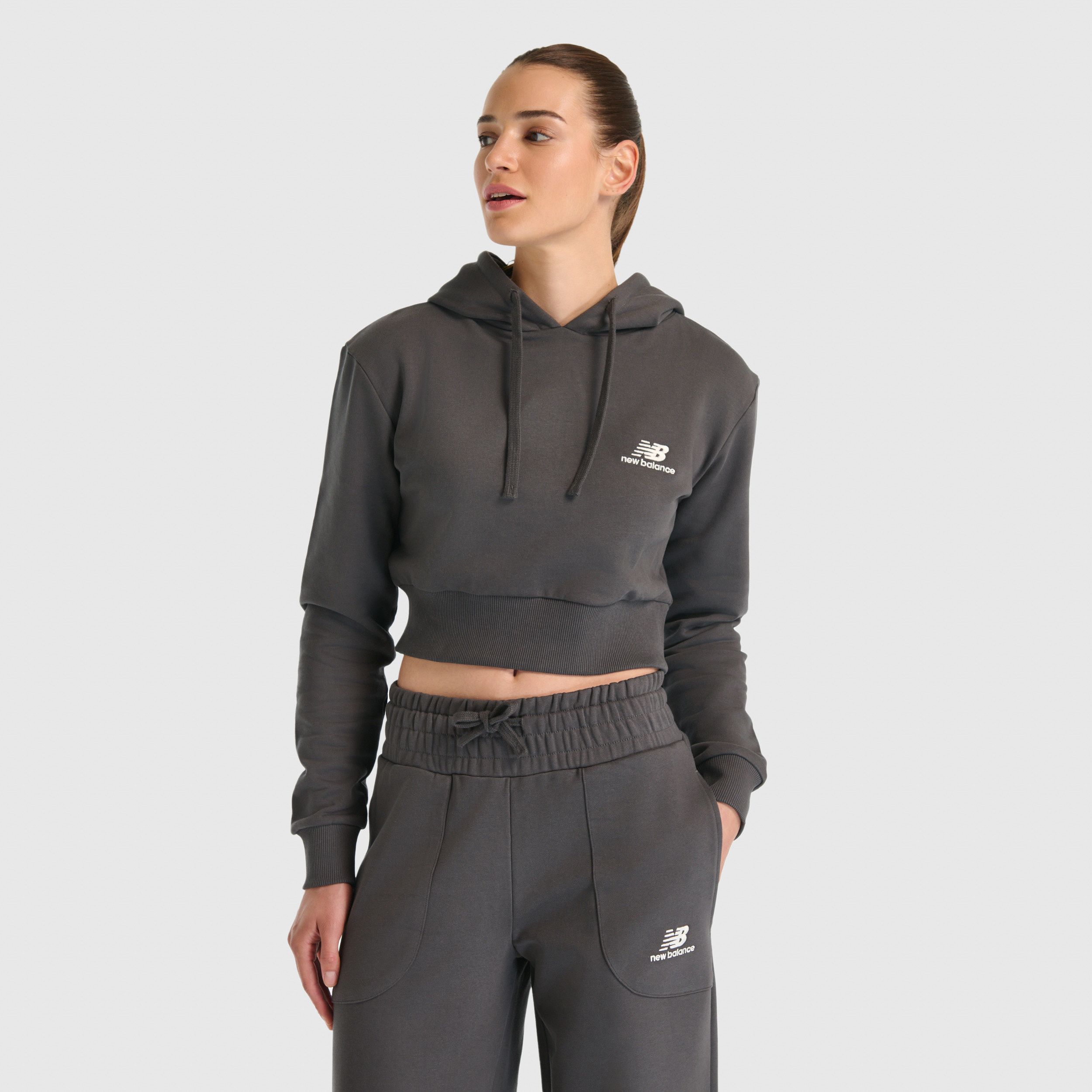 New Balance WNH3515 Antrasit Kadın Sweatshirt görsel 2